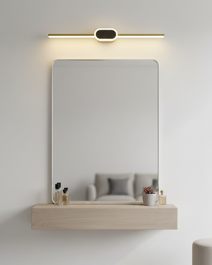 Swanart mirror frame with integrated LED lights, showcasing a modern, decorative design for enhancing interior spaces