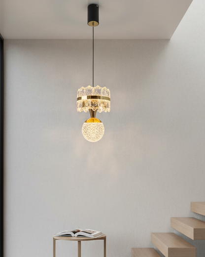 swanart HaloA2 Crystal Pendant Light – Elegant Hanging Ceiling Lamp with 3-in-1 Color Change LED, Premium Crystal & Metal Design – Modern Lighting for Living Room, Bedroom, Kitchen & Dining Area
