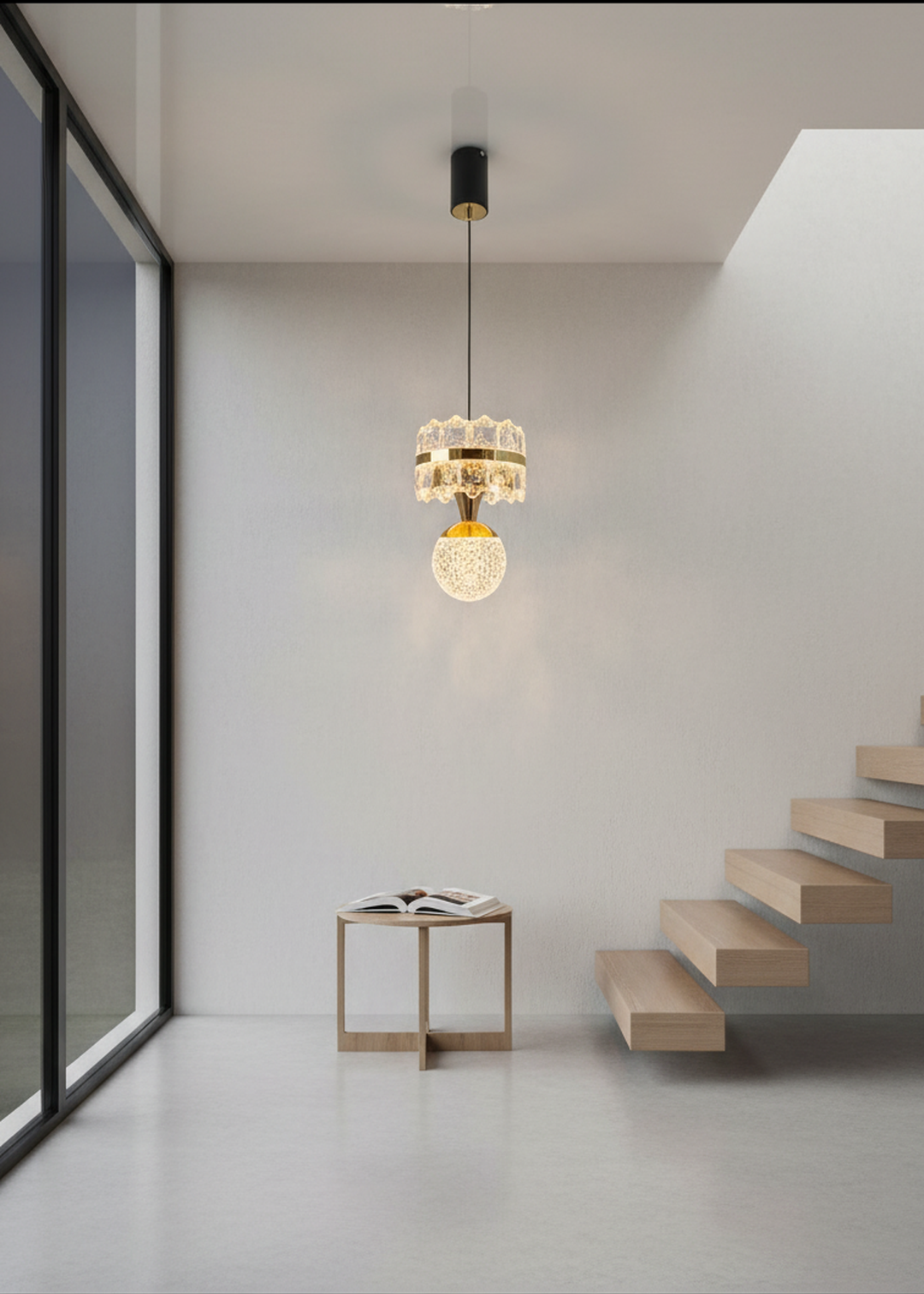 swanart HaloA2 Crystal Pendant Light – Elegant Hanging Ceiling Lamp with 3-in-1 Color Change LED, Premium Crystal & Metal Design – Modern Lighting for Living Room, Bedroom, Kitchen & Dining Area - Swanart