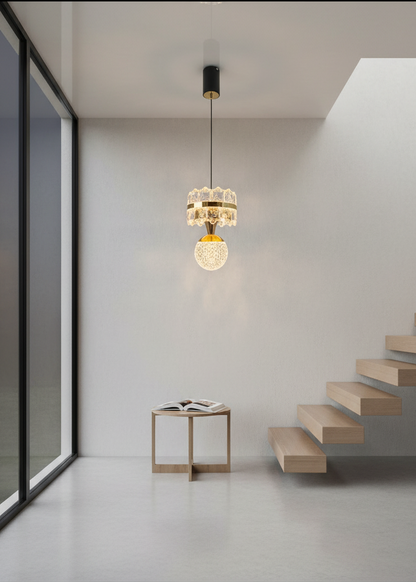 swanart HaloA2 Crystal Pendant Light – Elegant Hanging Ceiling Lamp with 3-in-1 Color Change LED, Premium Crystal & Metal Design – Modern Lighting for Living Room, Bedroom, Kitchen & Dining Area - Swanart