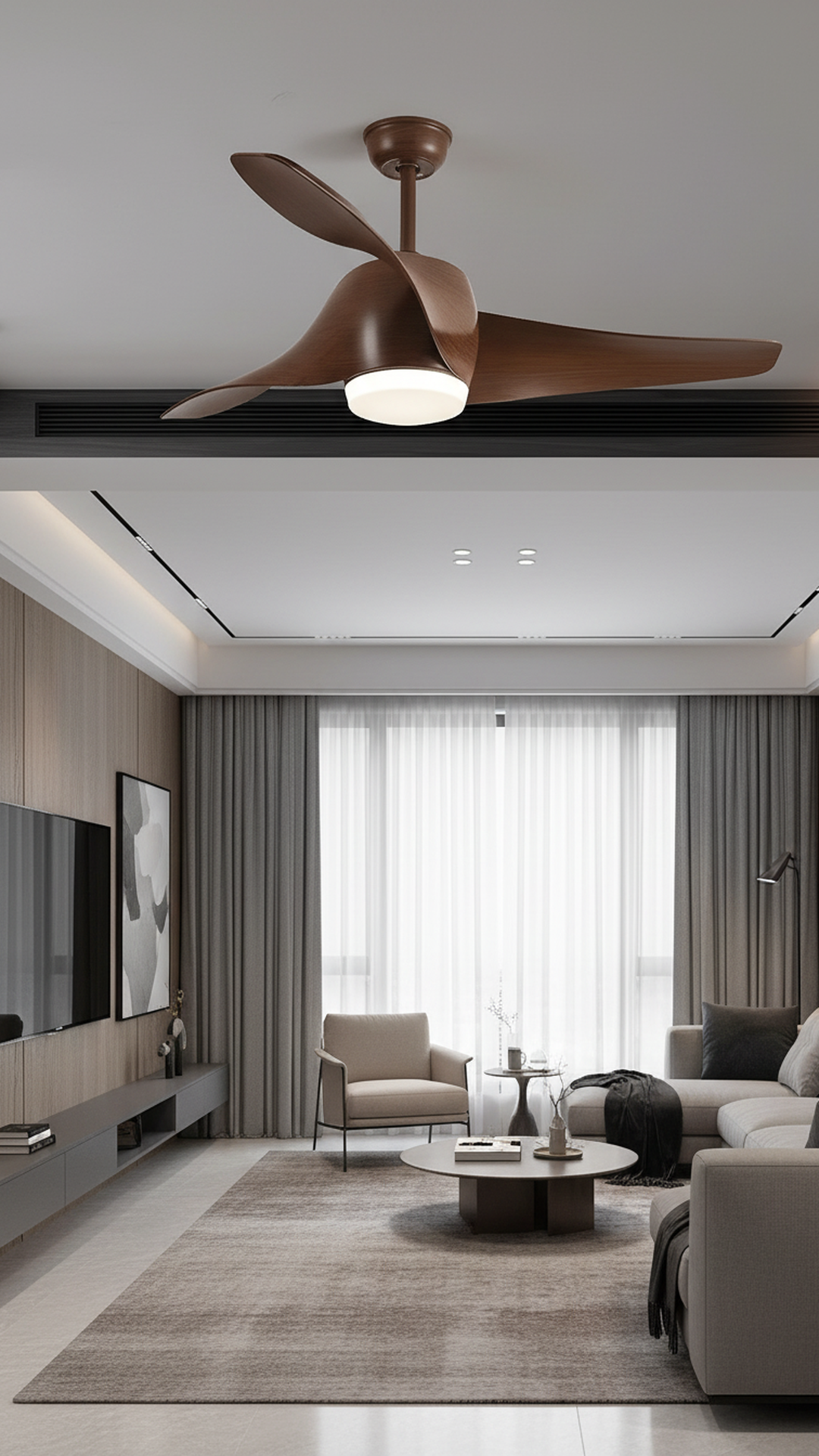 Swanart Modern Wooden Ceiling Fan with LED Light, 3 Blade Designer Ceiling Fan, Silent Motor, Energy Saving Ceiling Fan for Living Room, Bedroom & Dining Area