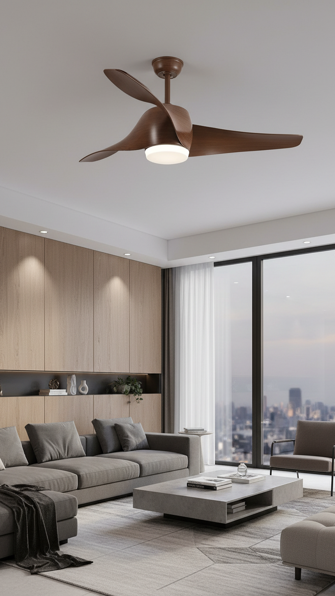 Swanart Modern Wooden Ceiling Fan with LED Light, 3 Blade Designer Ceiling Fan, Silent Motor, Energy Saving Ceiling Fan for Living Room, Bedroom & Dining Area