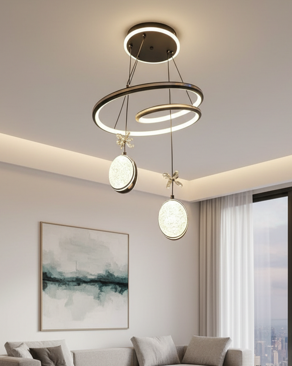 Modern Swanart hanging light fixture with sleek design, featuring a glowing bulb and stylish cord for contemporary interior decor.