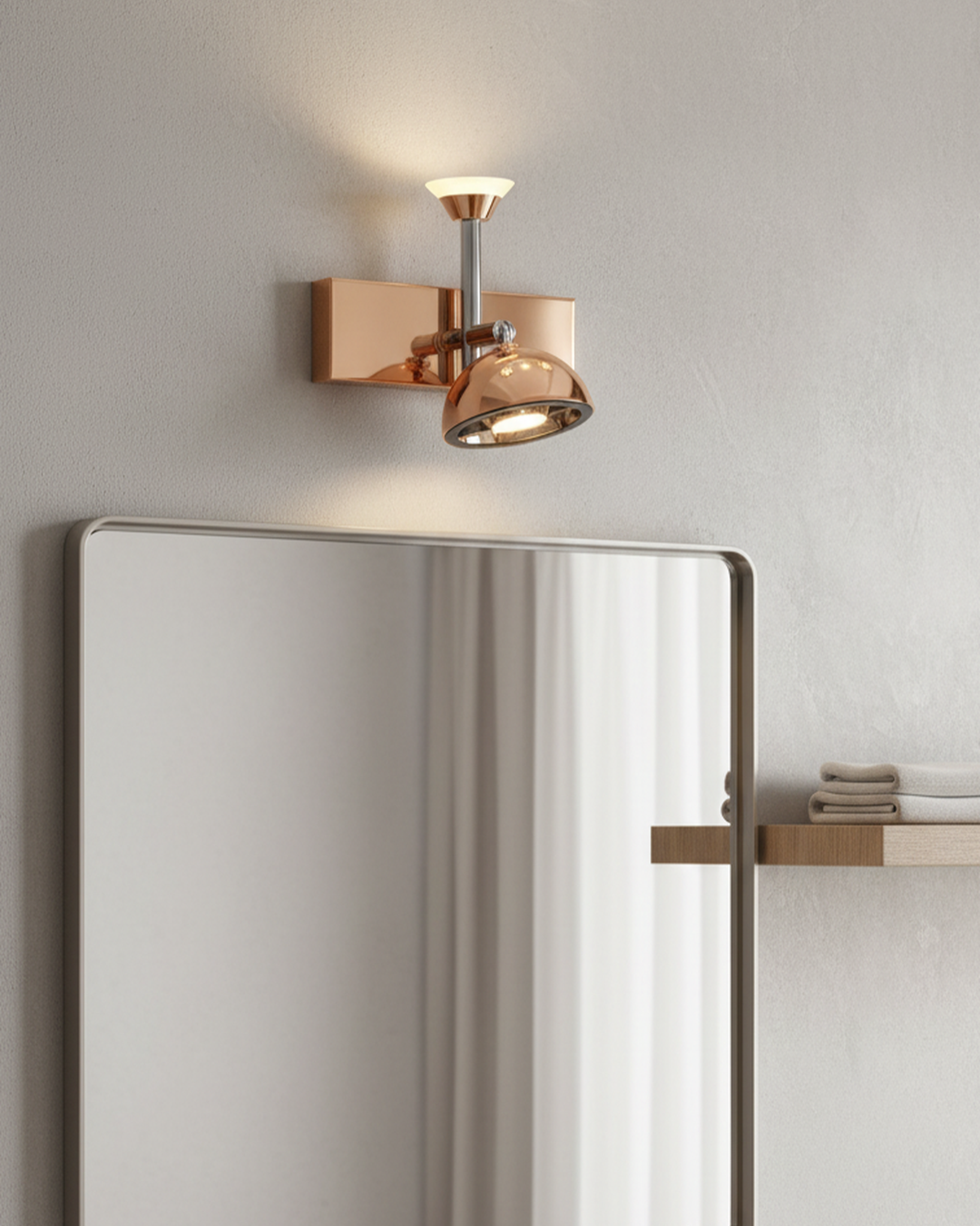 Swanart modern rose gold and black wall sconce with adjustable LED light and bell shade, ideal for living room, bedroom, or office decor