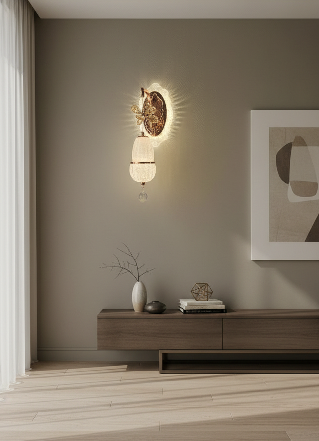 Swanart luxury crystal butterfly wall light with LED, rose gold finish, crystal shade, modern decorative sconce for living room or bedroom