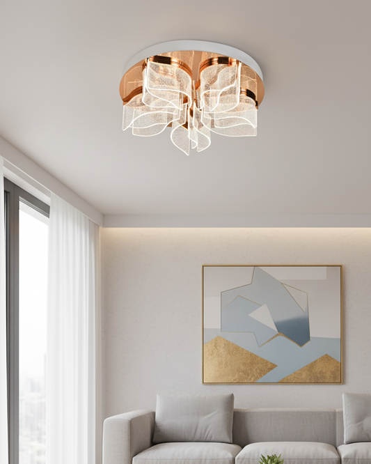 Swanart modern LED ceiling light with crystal design, 3 color change flush mount chandelier for living room or bedroom lighting