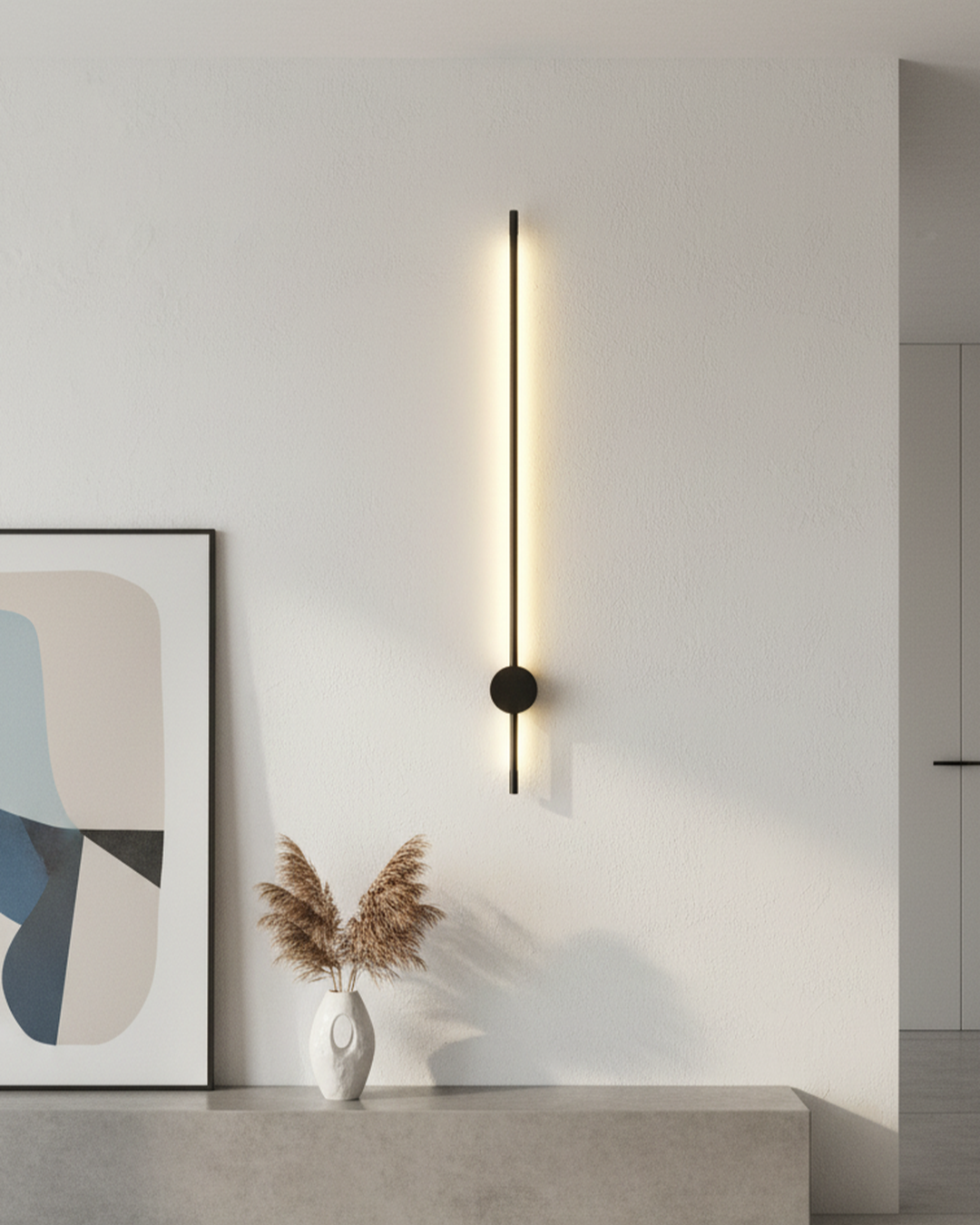 Swanart modern LED wall light 60cm black and gold sconce with warm white glow, minimalist decorative lamp for living room or hallway