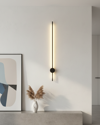 Swanart modern LED wall light 60cm black and gold sconce with warm white glow, minimalist decorative lamp for living room or hallway