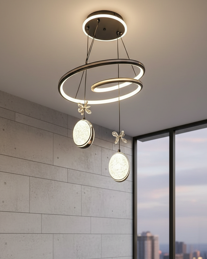 Modern Swanart hanging light fixture with sleek design, featuring multiple bulbs and a minimalist aesthetic for stylish interior lighting.