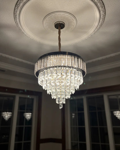Swanart 5 Layer Crystal Chandelier Ceiling Light 37 cm Modern Luxury Hanging & Flush Mount LED Ceiling Lamp for Living Room Bedroom Dining Room Hallway Decorative Crystal Lighting Fixture - Swanart