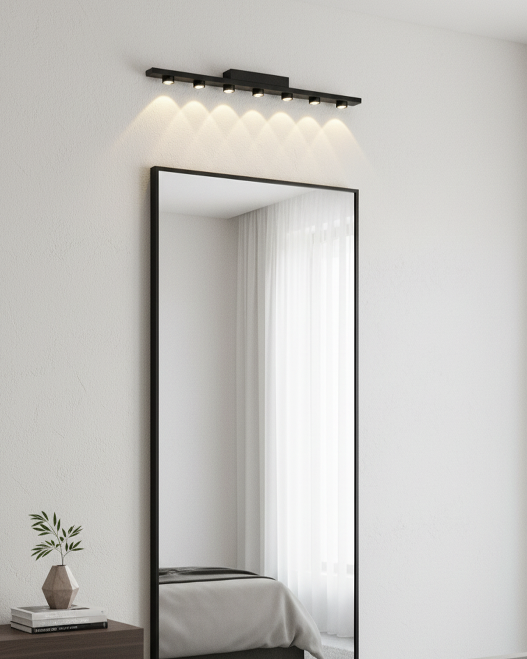 Swanart 60cm LED Vanity Mirror Light, Modern Wall Mounted Bathroom Light Fixture, Warm White Makeup Light for Dressing Table, Bedroom, Wash Basin, Black Finish Mirror Lamp