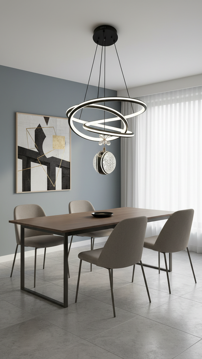 Modern hanging light fixture by Swanart with sleek design, featuring a contemporary pendant style for stylish interior lighting.