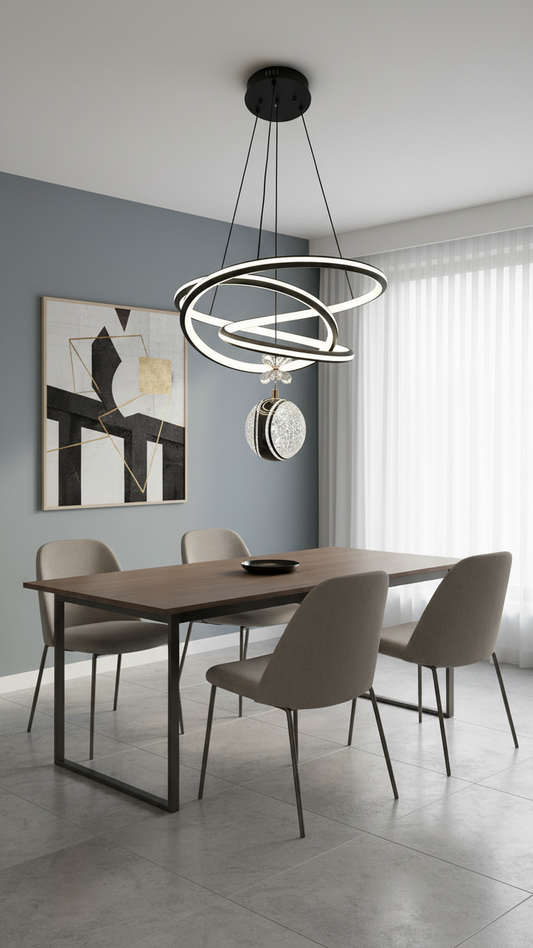 Modern hanging light fixture by Swanart with sleek design, featuring a contemporary pendant style for stylish interior lighting.