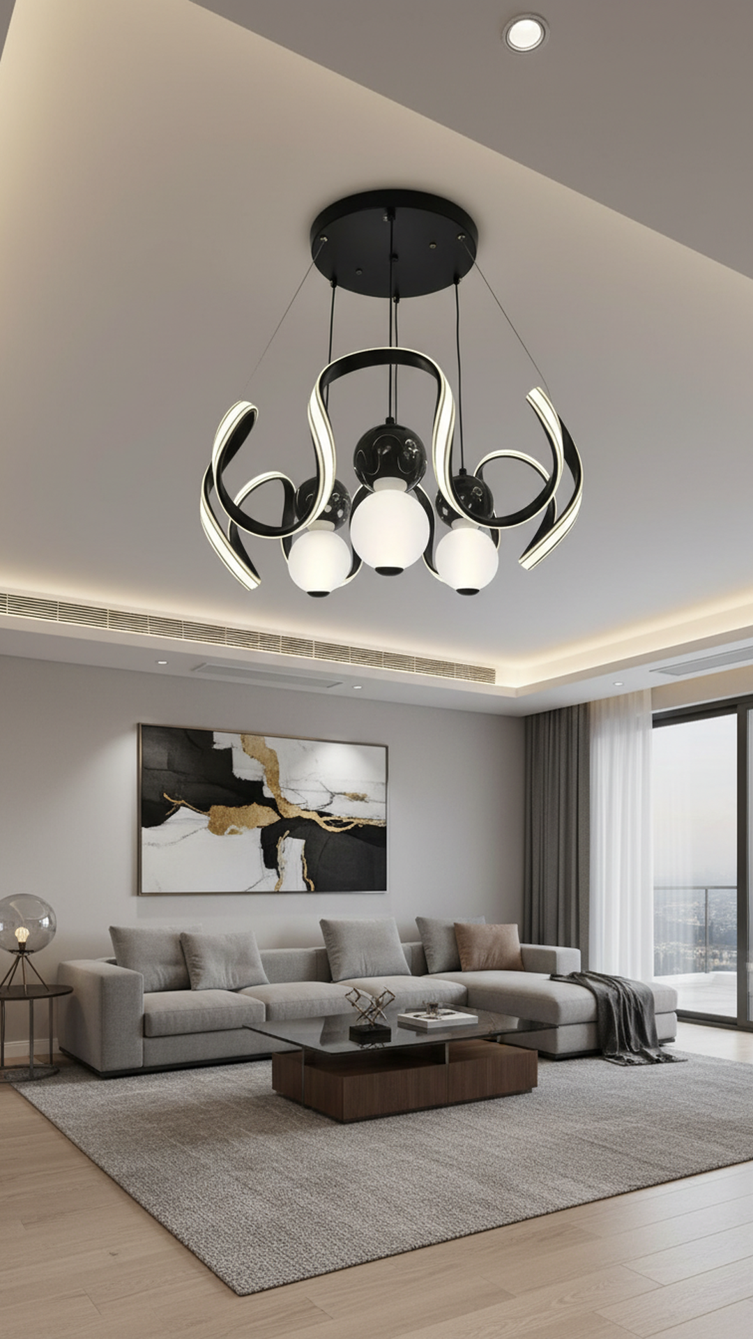 Modern Swanart hanging light fixture with sleek design, featuring a minimalist style and metallic finish, ideal for contemporary interiors.