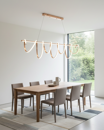 Swanart modern pendant light with sleek contemporary design, featuring a minimalist metal and glass fixture hanging from a ceiling mount.