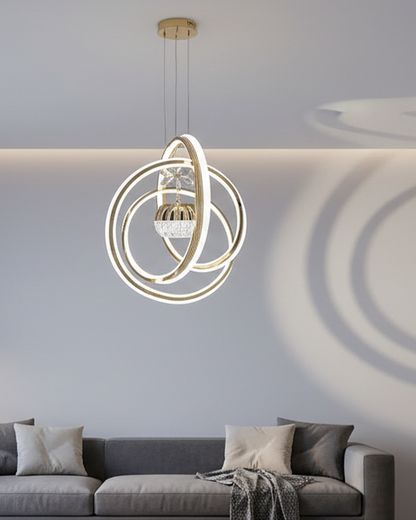 Swanart Orbis fibreglass hanging light with innovative illumination design, showcasing modern lighting trends in a creative studio setting.