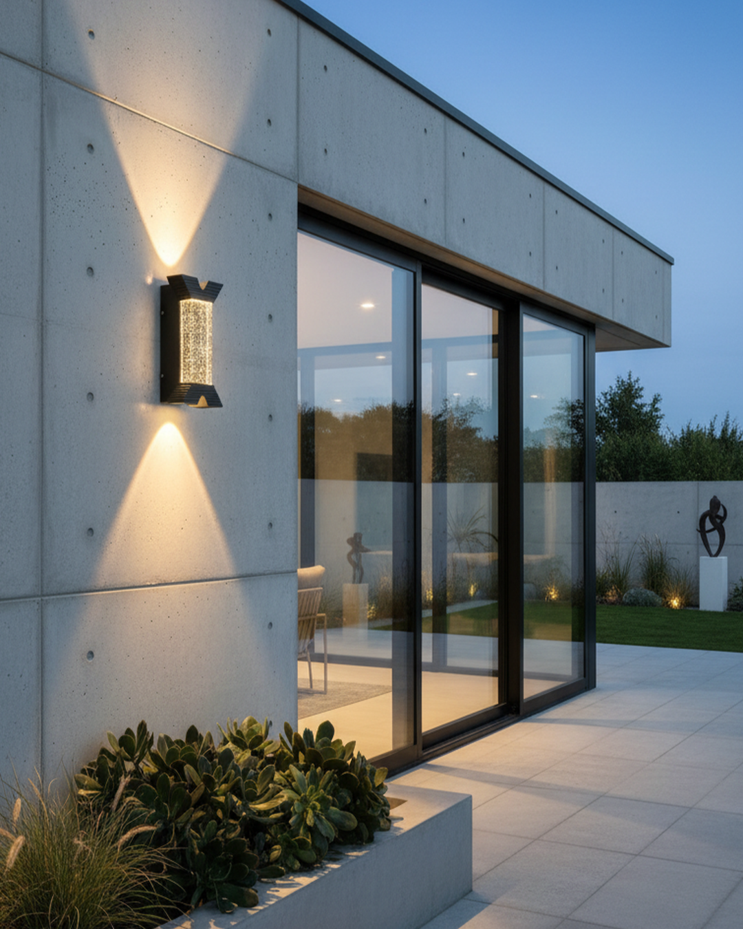 Swanart Modern LED Outdoor Wall Light Up Down Wall Lamp, Decorative Interial & Exterior Sconce, Warm Glass Bubble Crystal Light, Garden Porch Balcony Gate Patio Lighting - Swanart