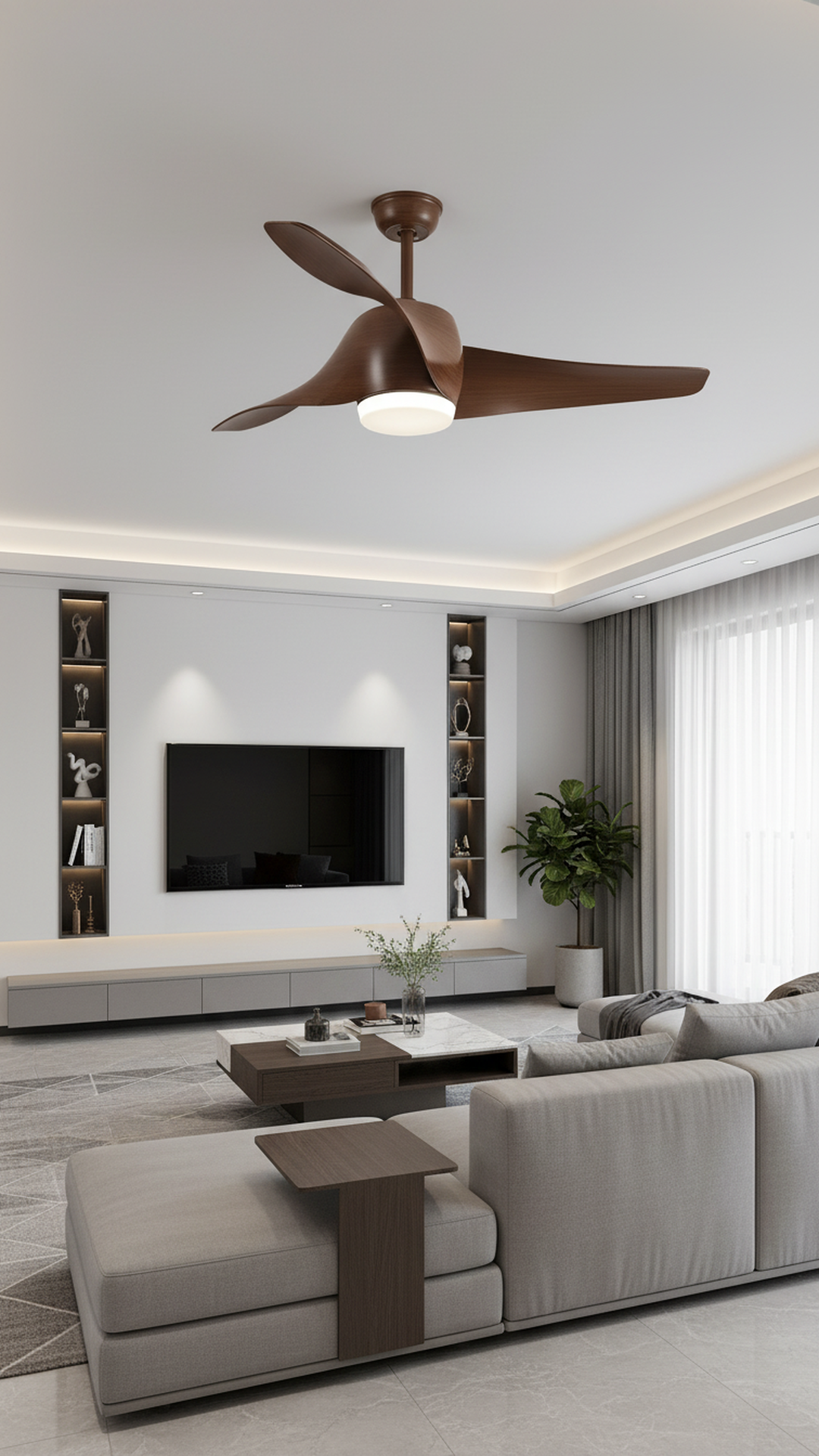 Swanart Modern Wooden Ceiling Fan with LED Light, 3 Blade Designer Ceiling Fan, Silent Motor, Energy Saving Ceiling Fan for Living Room, Bedroom & Dining Area