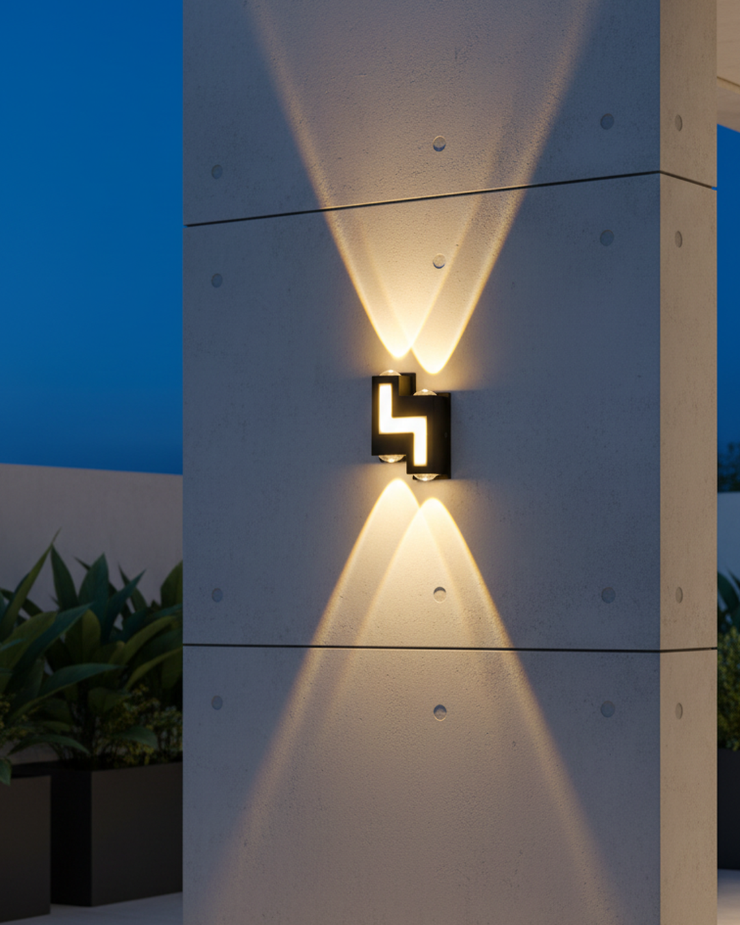Swanart black wall lamp with up and down waterproof design, warm white light, suitable for outdoor or bathroom use.