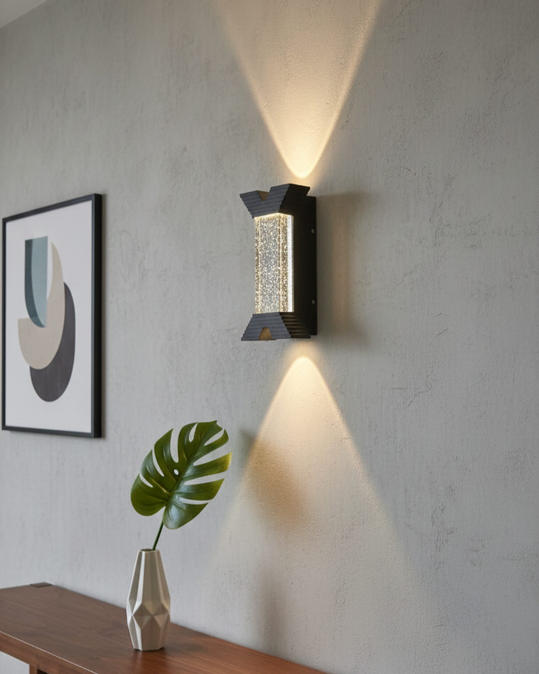Swanart Modern LED Outdoor Wall Light Up Down Wall Lamp, Decorative Interial & Exterior Sconce, Warm Glass Bubble Crystal Light, Garden Porch Balcony Gate Patio Lighting - Swanart