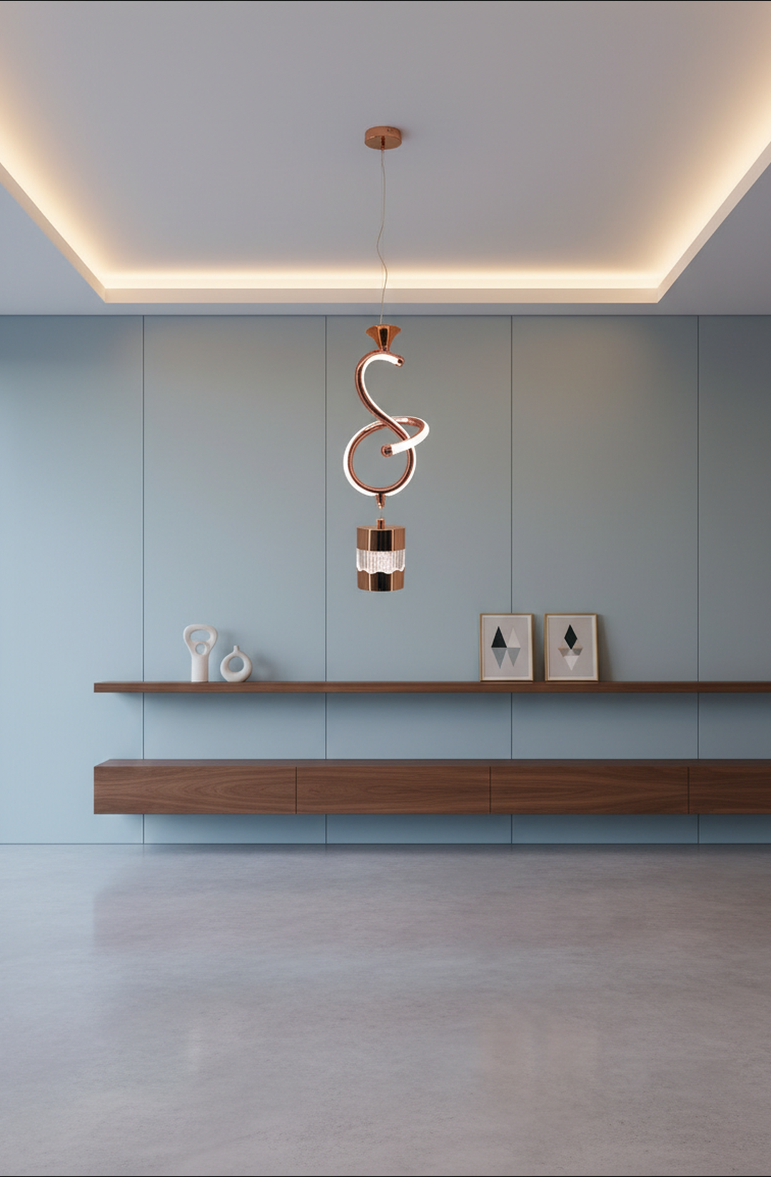 Swanart Modern Rose Gold Spiral Pendant Light - Elegant LED Hanging Lamp with Crystal Accent and Adjustable Height, Perfect for Dining Rooms, Living Rooms, and Bedrooms - Swanart