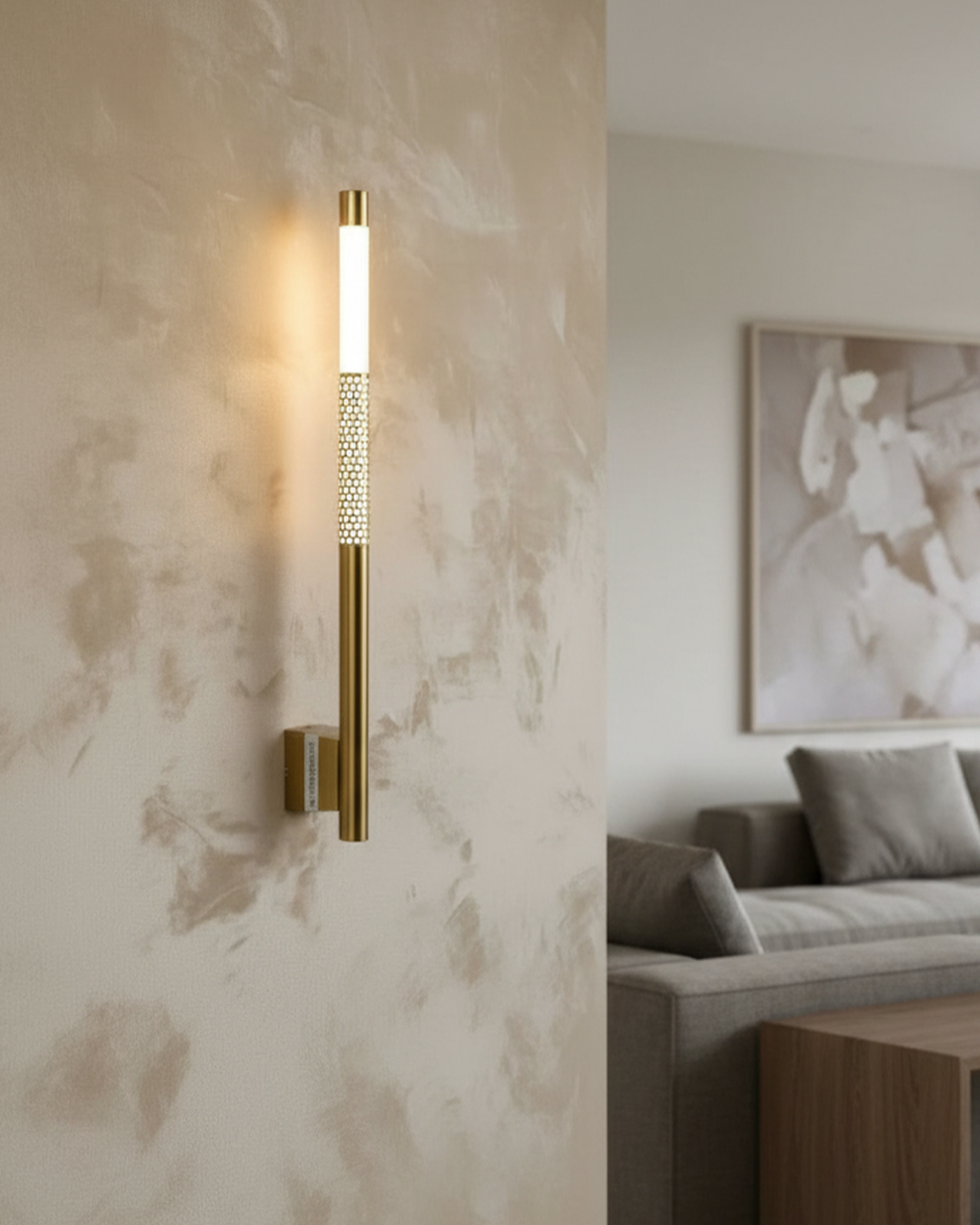 Swanart modern LED wall light in gold finish, warm white decorative sconce lamp for living room, bedroom, or hallway indoor lighting