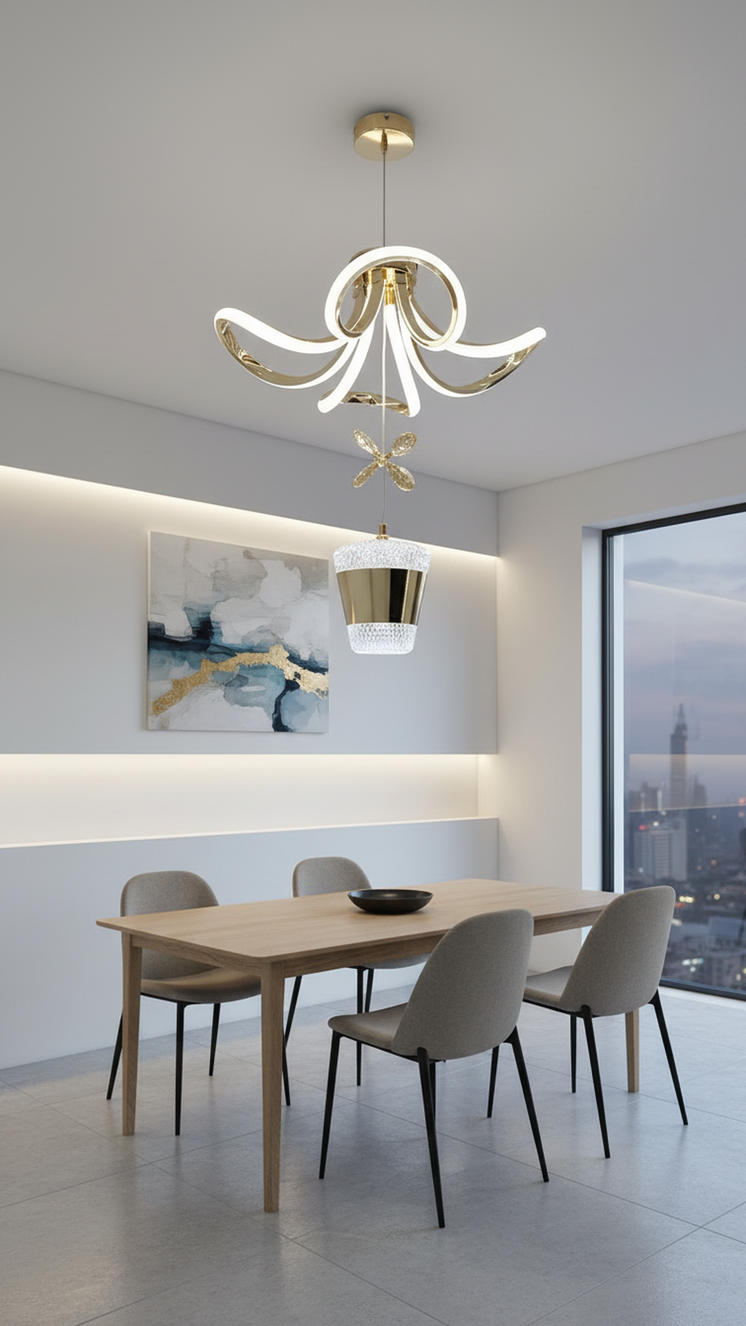 Swanart living room ceiling light fixture in white with a modern, artistic design, suitable for multiple room types