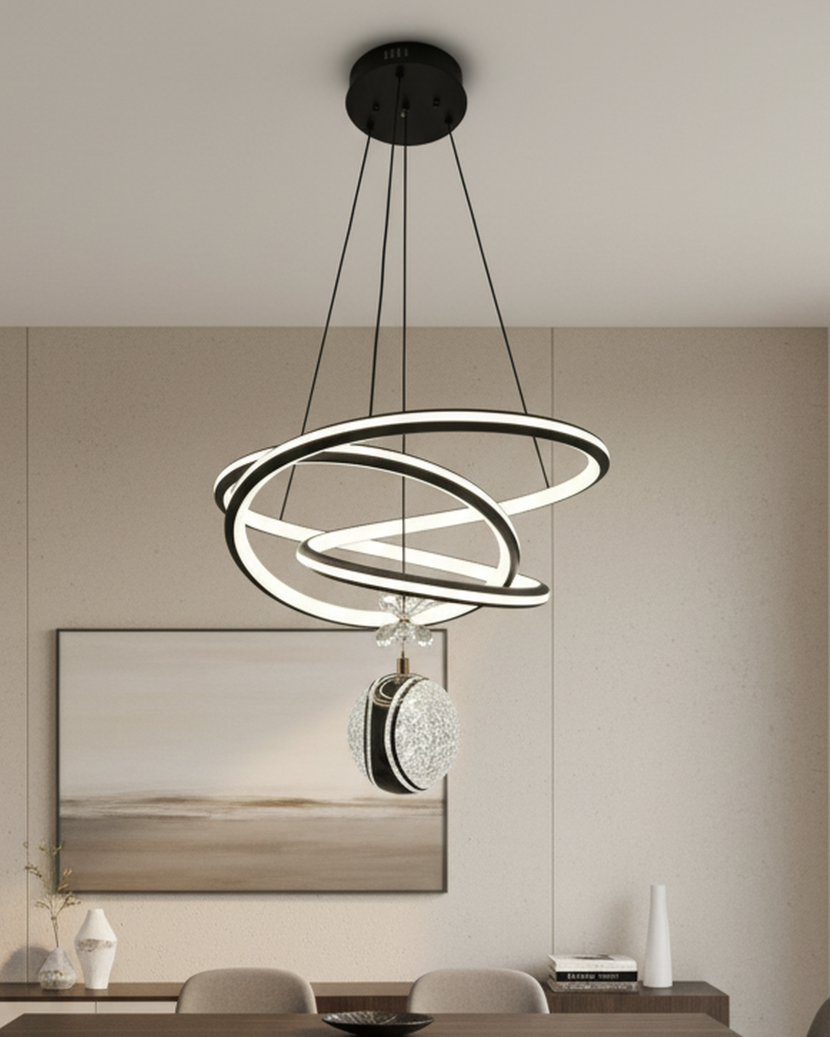 Modern Swanart hanging light fixture with sleek design, featuring a contemporary shade and stylish mounting hardware.