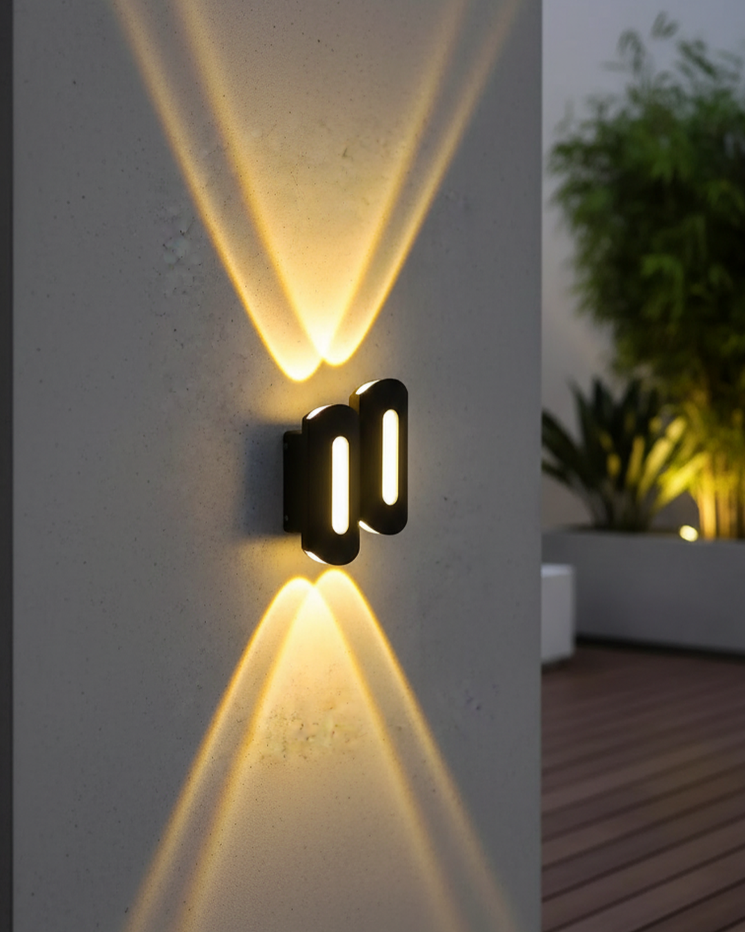 Swanart LED indoor and outdoor wall light with 2 up and 2 down warm white illuminated aluminum shockproof and rustproof fixture