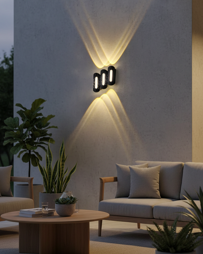 Swanart modern wall decorative light with upward and downward illumination, creating ambient lighting for contemporary interior spaces.