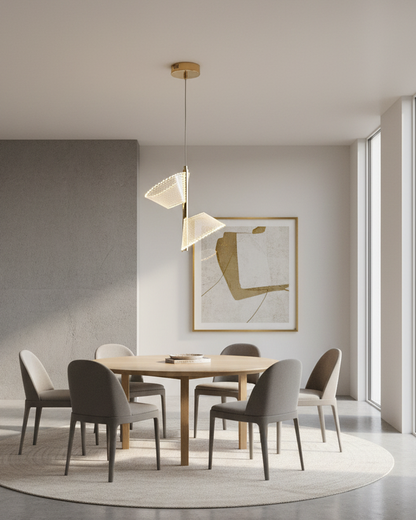 Swanart Modern LED Pendant Light for Living Room, Designer Hanging Light with Adjustable Height, Gold Finish Chandelier Light, Decorative Ceiling Pendant Lamp for Dining Room, Bedroom & Hall