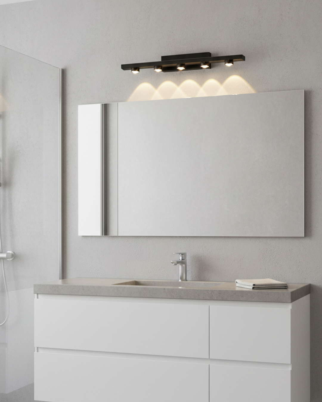 Swanart Modern LED Mirror Light for Bathroom, Vanity Wall Light, Black Aluminum Picture Light, Warm White Makeup Mirror Lamp, Waterproof Indoor Wall Sconce, 44CM Decorative Lighting