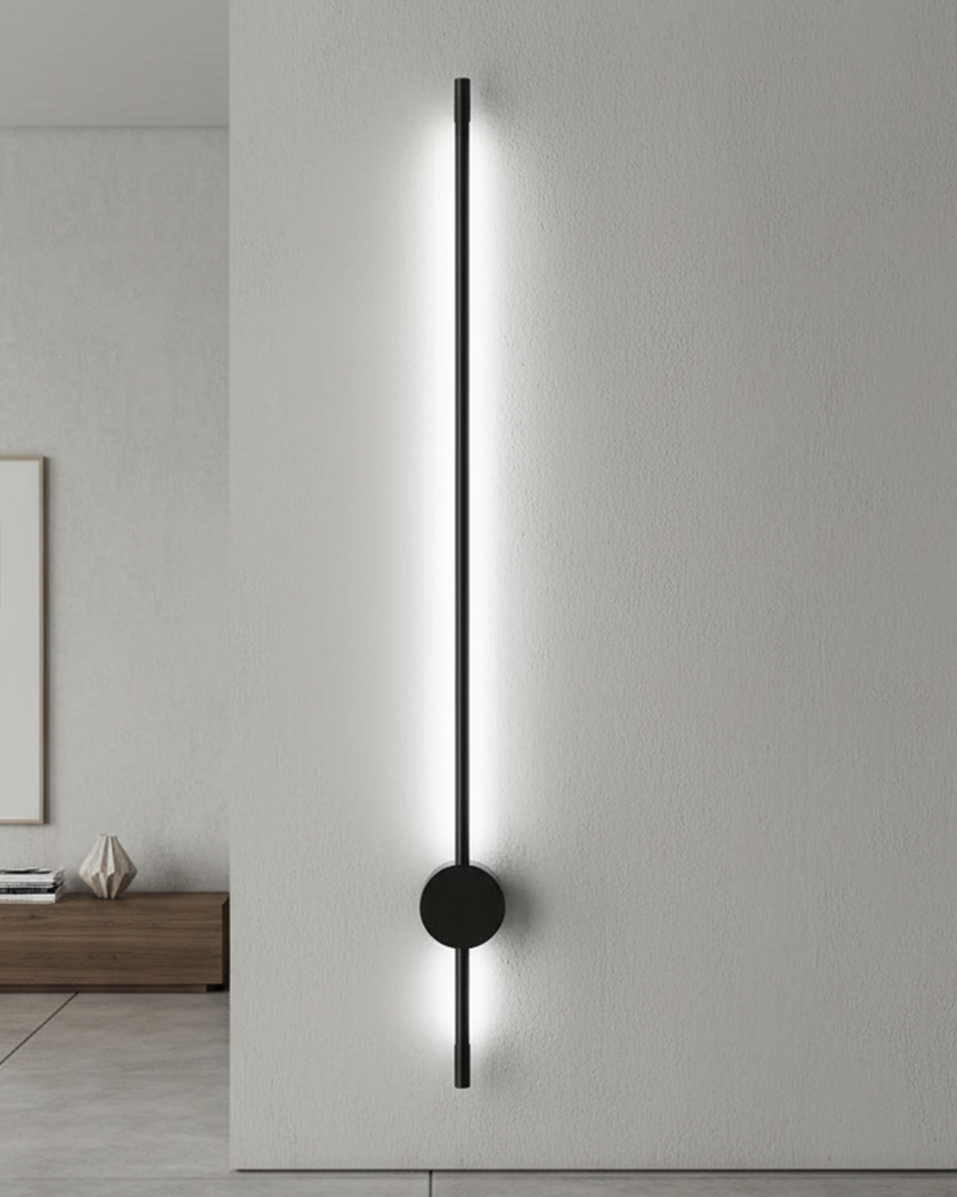 Swanart modern LED wall light, 60cm black and gold sconce with warm white glow, minimalist indoor decorative lamp for living room or hallway