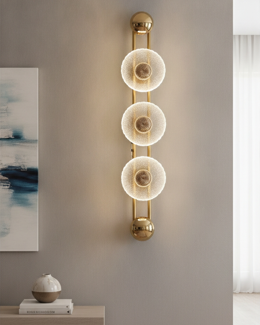 Swanart modern LED wall light with crystal glass sconce, gold finish, decorative wall lamp for bedroom, living room, hallway, staircase