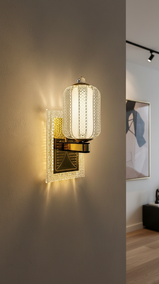 Swanart modern fiber LED wall light in gold, designed for living rooms, bedrooms, and hallways, elegant indoor wall sconce decor