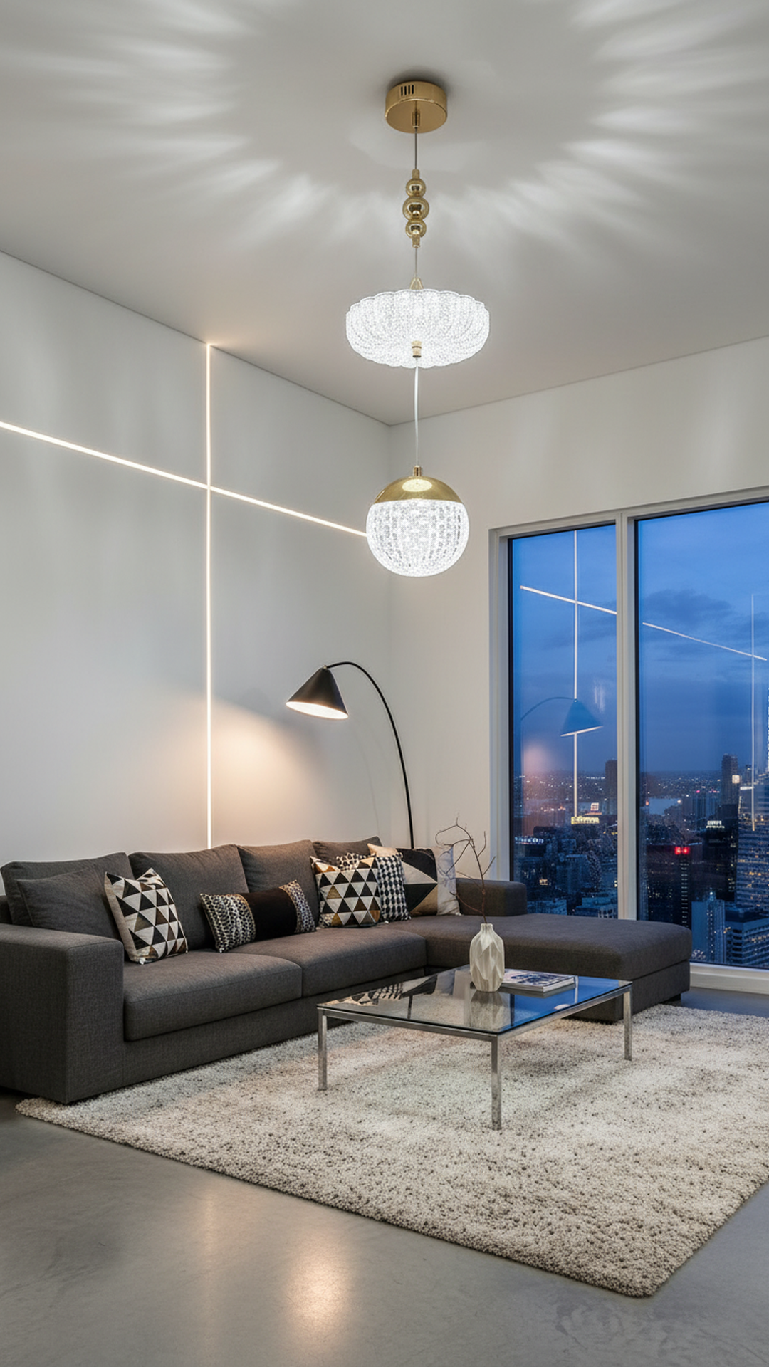 Swanart Modern Crystal Chandelier for Living Room - Elegant 2-Tier Hanging Pendant Light Fixture with Globe Shade for Bedroom, Dining Room & Foyer - Swanart