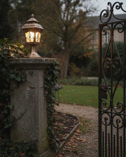 Swanart outdoor gate pillar light with vintage design, waterproof garden post lamp, E27 LED compatible, decorative fence column light