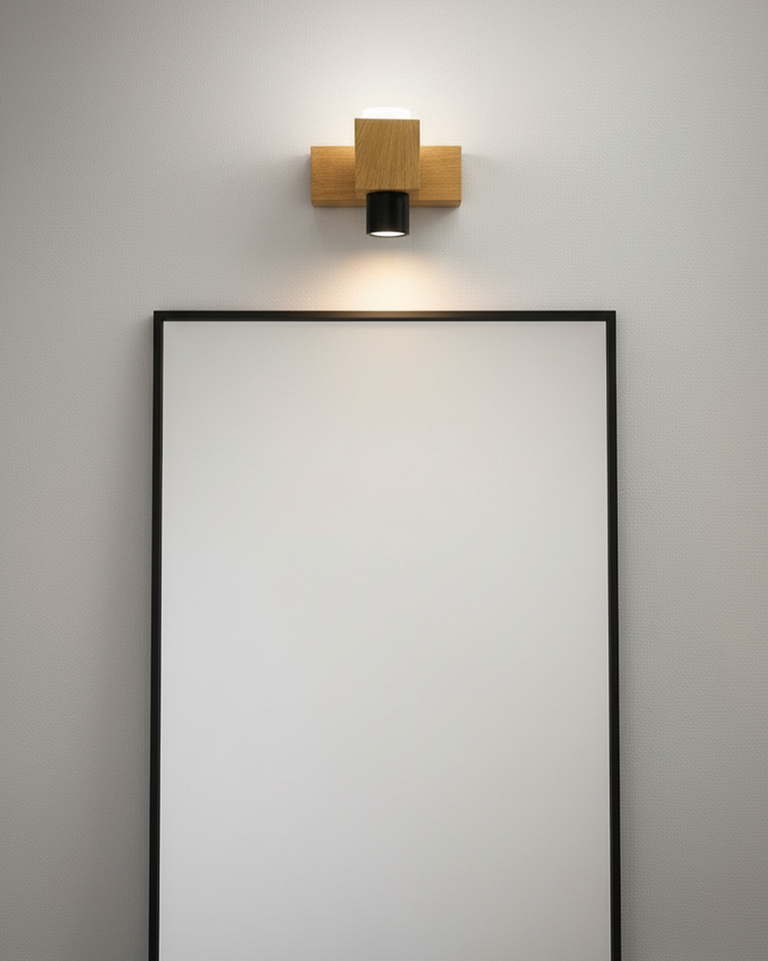 Modern wooden Swanart LED wall light with minimalist up-down sconce design, ideal for bedroom, living room, or bathroom decor.