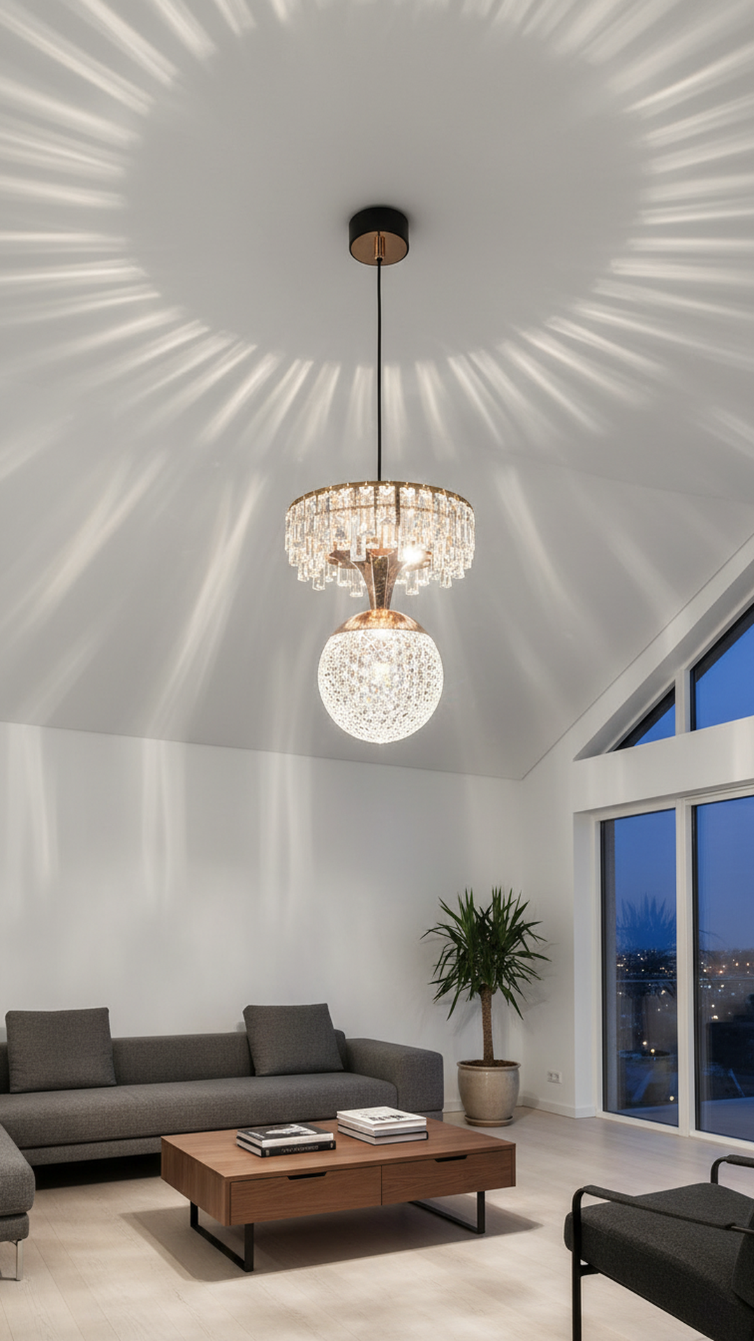 Modern 2-Tier Crystal Pendant Light | Black & Rose Gold Design - Swanart