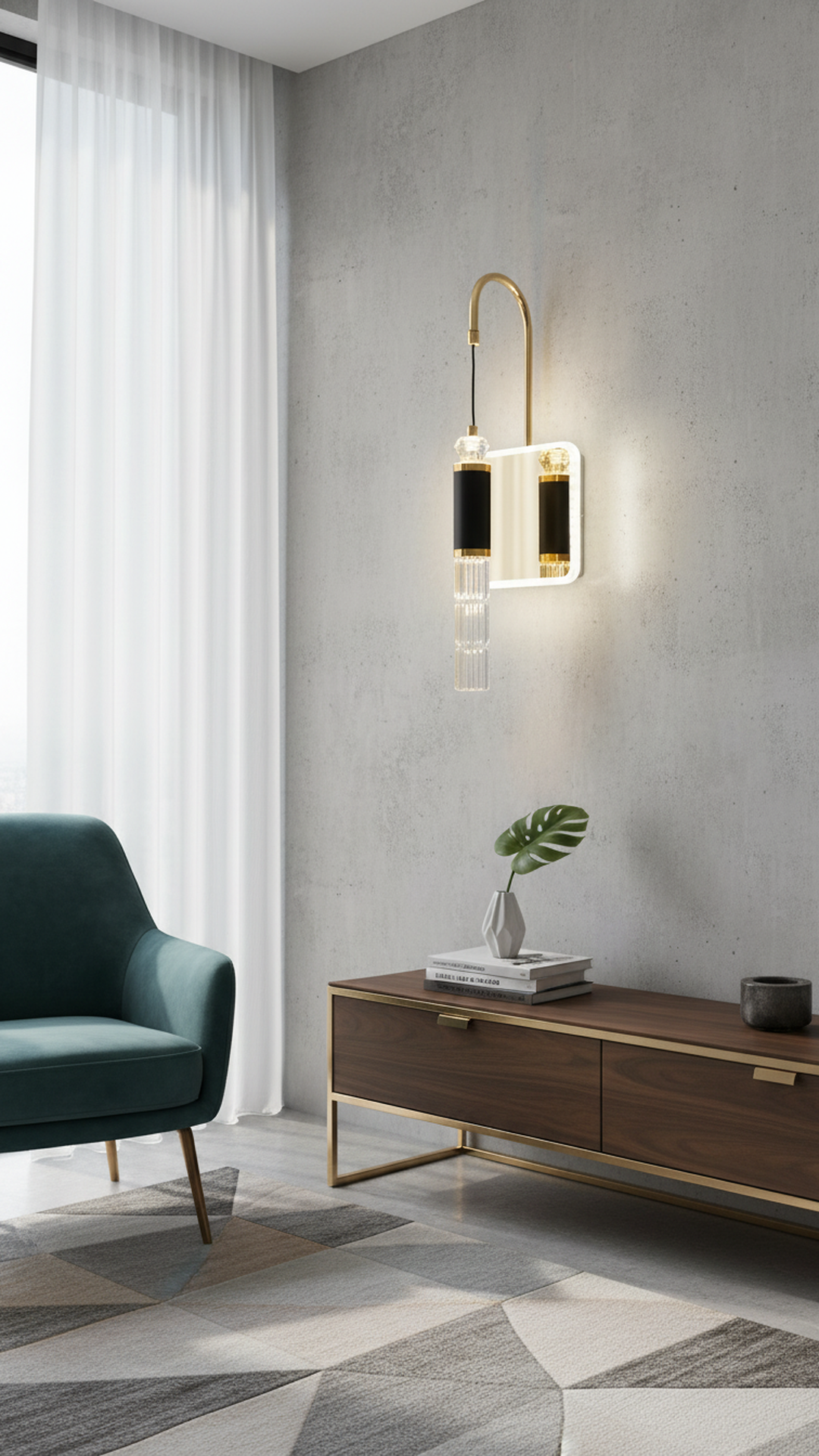 Swanart Modern Crystal Wall Sconce with LED Mirror - Elegant Bathroom Vanity Light Fixture with Gold Finish & Crystal Shade - Swanart