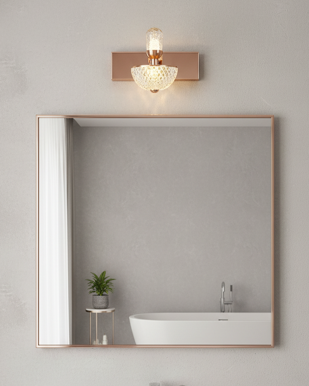Swanart rose gold crystal wall sconce with diamond cut glass shade, modern LED dimmable wall light for living rooms and hallways.