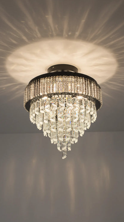 Swanart 5-layer crystal chandelier ceiling light with LED, modern luxury design, 37 cm hanging and flush mount fixture for living room