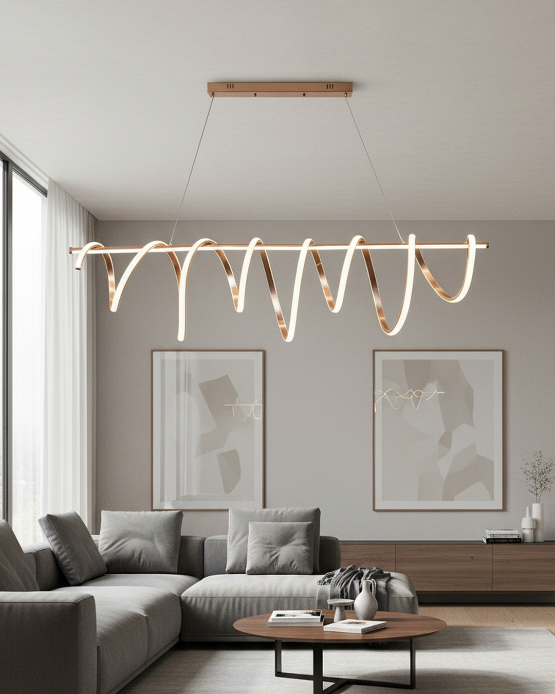 Swanart modern pendant light with sleek, contemporary design hanging from ceiling in a stylish interior setting