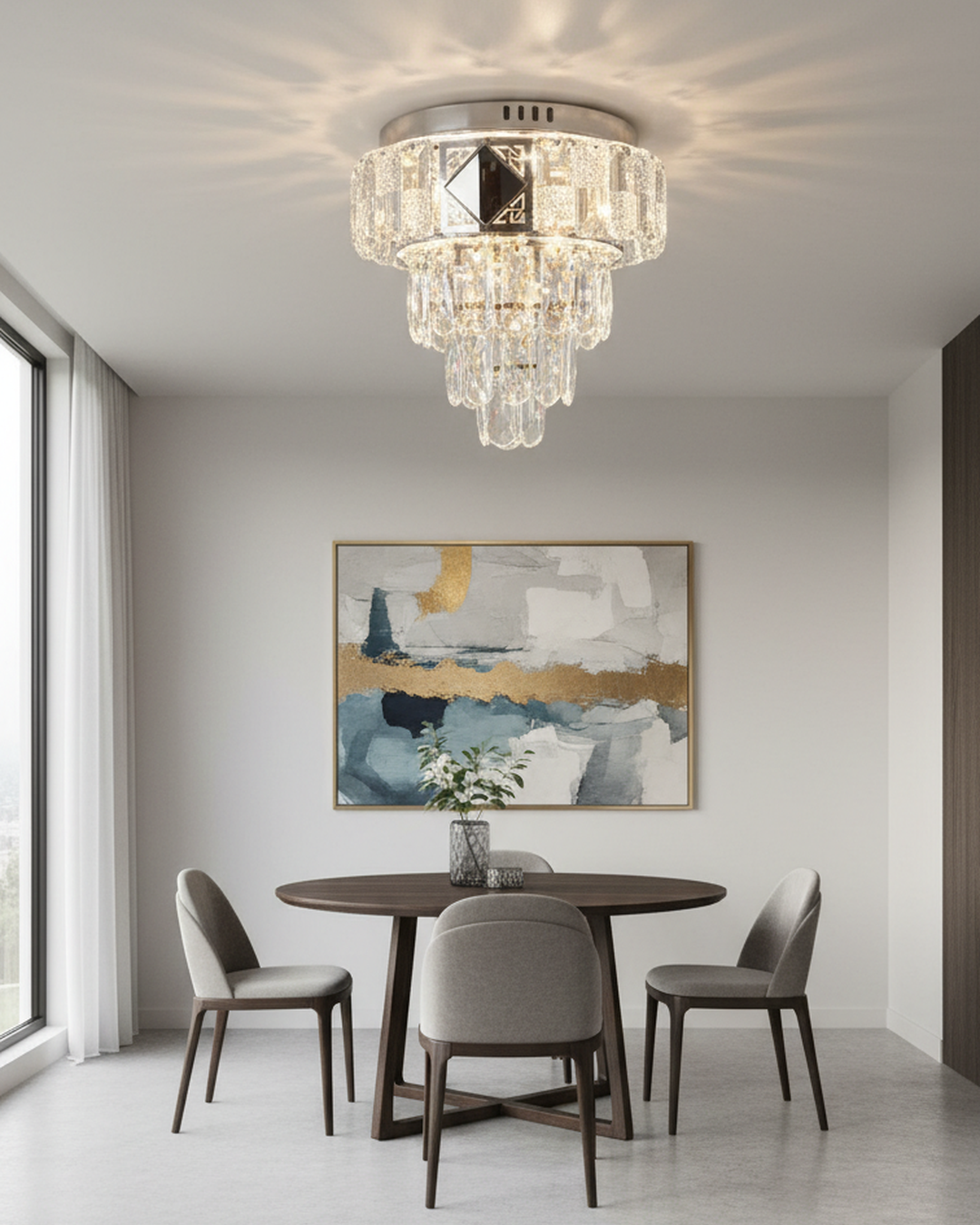 Swanart crystal pendant chandelier light with sparkling crystal accents and elegant design for modern interior decor