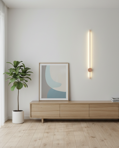 Swanart modern LED wall sconce 80cm black and rose gold vertical lamp with warm white ambient lighting for living room or hallway decor