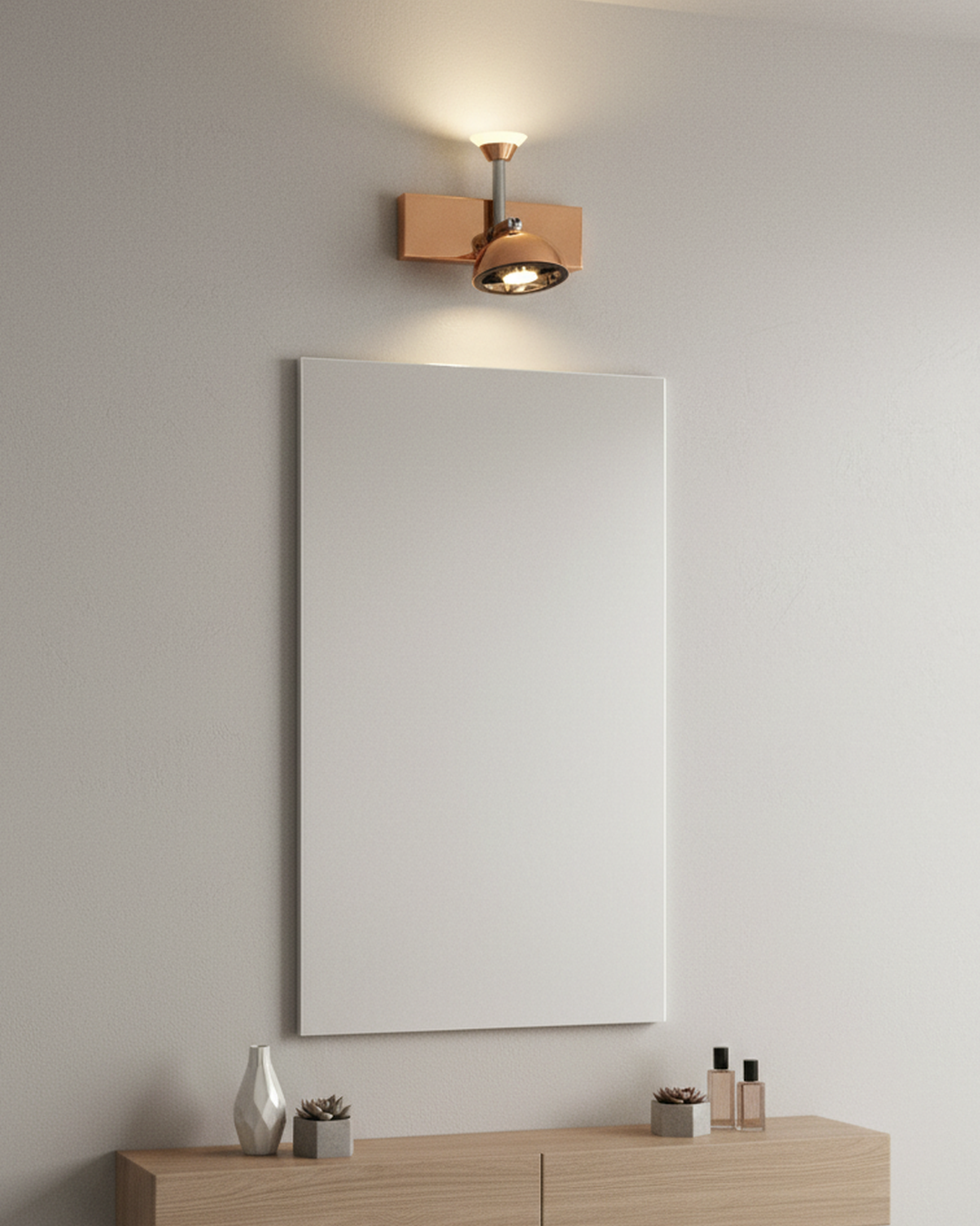 Swanart modern rose gold and black wall sconce with adjustable LED bell shade, ideal for living room, bedroom, or office decor