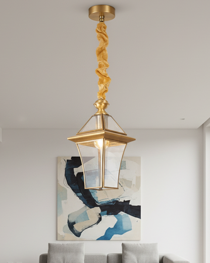 Swanart vintage gold pendant light with glass shade hanging from ceiling, decorative indoor lamp for living room or dining area