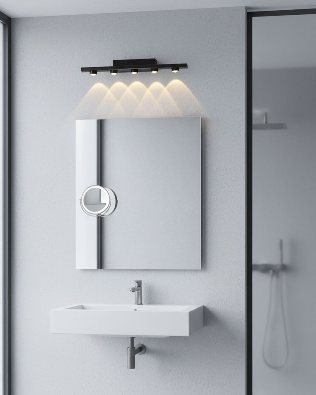 Swanart Modern LED Mirror Light for Bathroom, Vanity Wall Light, Black Aluminum Picture Light, Warm White Makeup Mirror Lamp, Waterproof Indoor Wall Sconce, 44CM Decorative Lighting