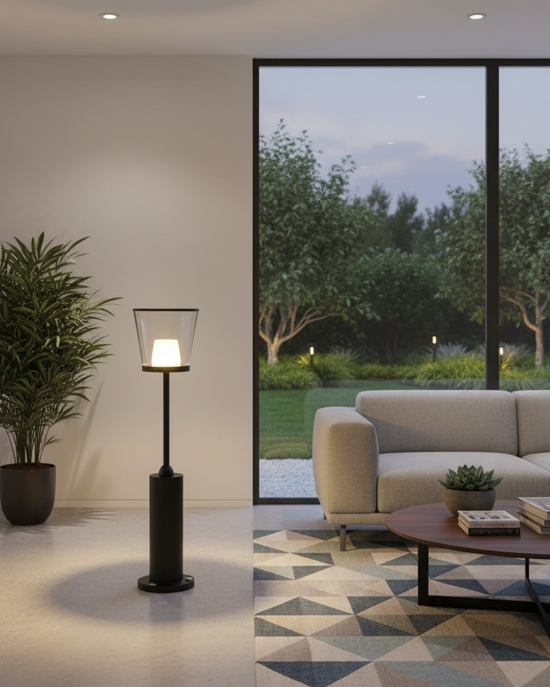 Swanart outdoor bollard light with waterproof design, modern LED pathway lamp illuminating garden lawn patio walkway landscape lighting