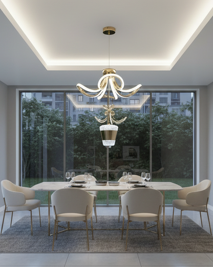 Swanart white ceiling light fixture with a modern, artistic design, suitable for living rooms and multiple room settings